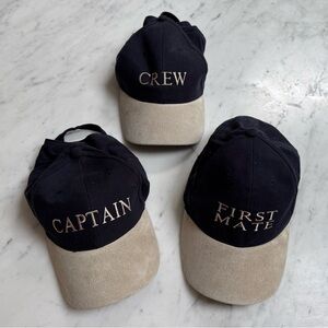 NEW, unworn set of 3 yachting caps for Captain, First Mate and Crew